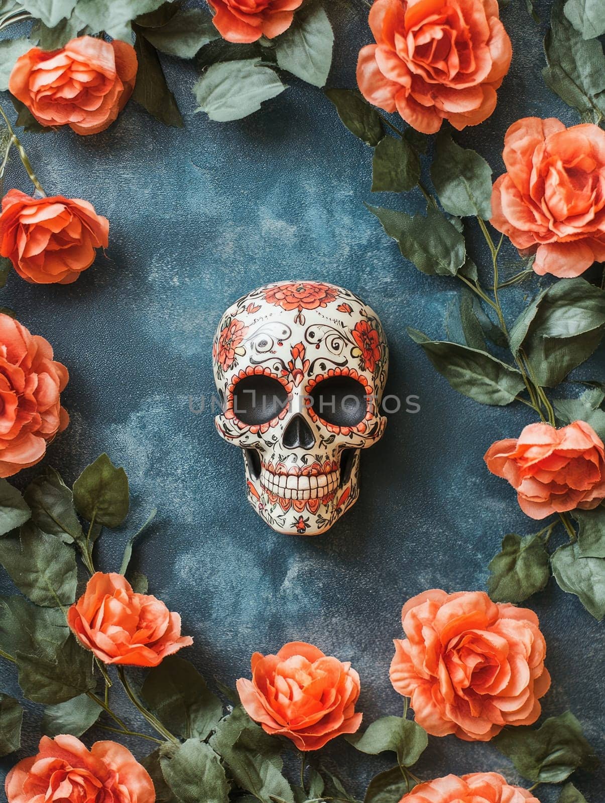 Festive dia de los muertos background with floral decoration for seasonal celebration design.