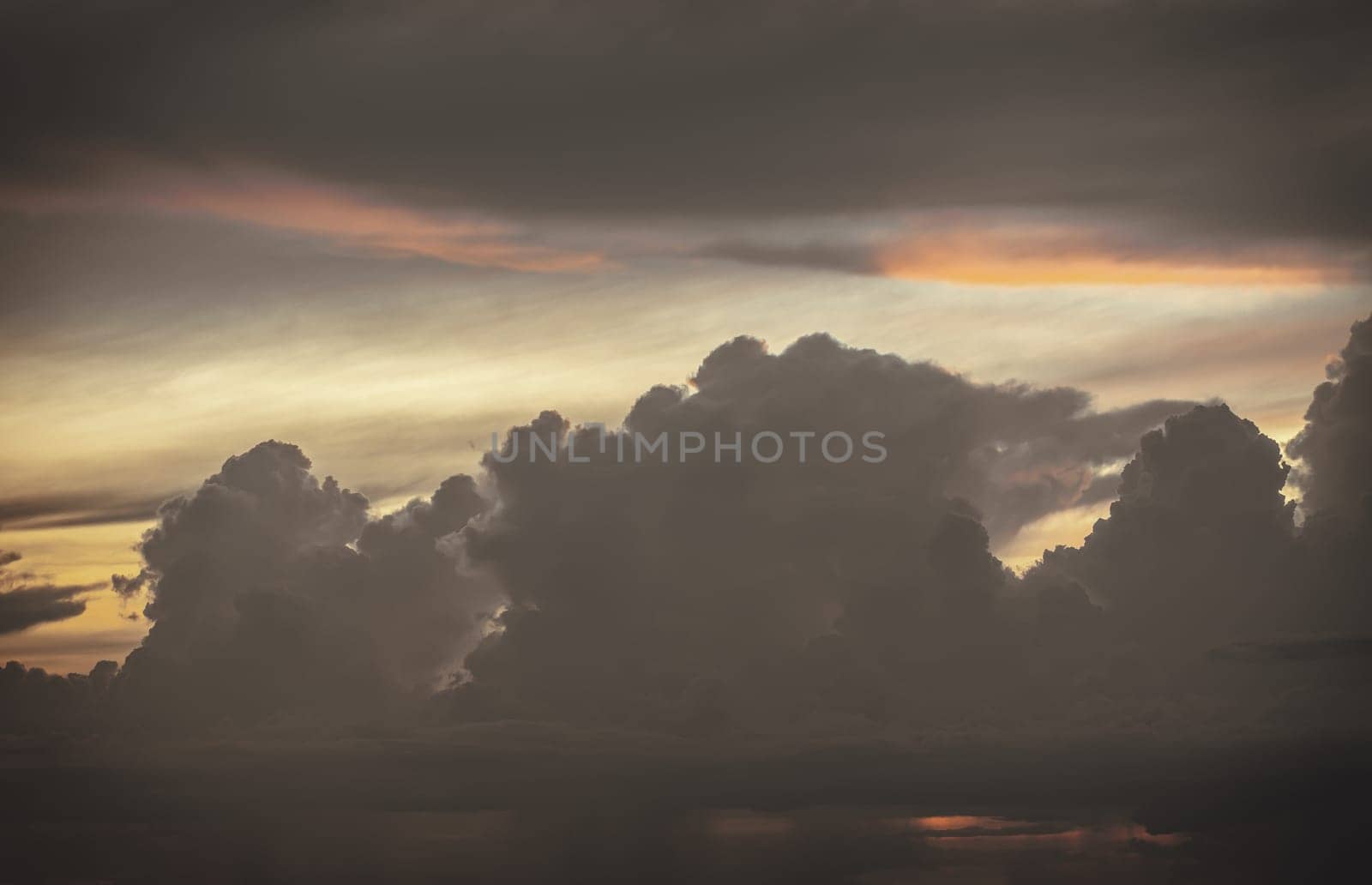 The sky is being covered with amazing clouds. Beautiful clouds like a heaven sky toward the light, Concept idea of Imaginative clouds nature, Nature abstract composition for background wallpaper and textures, Space for text, Selective focus.