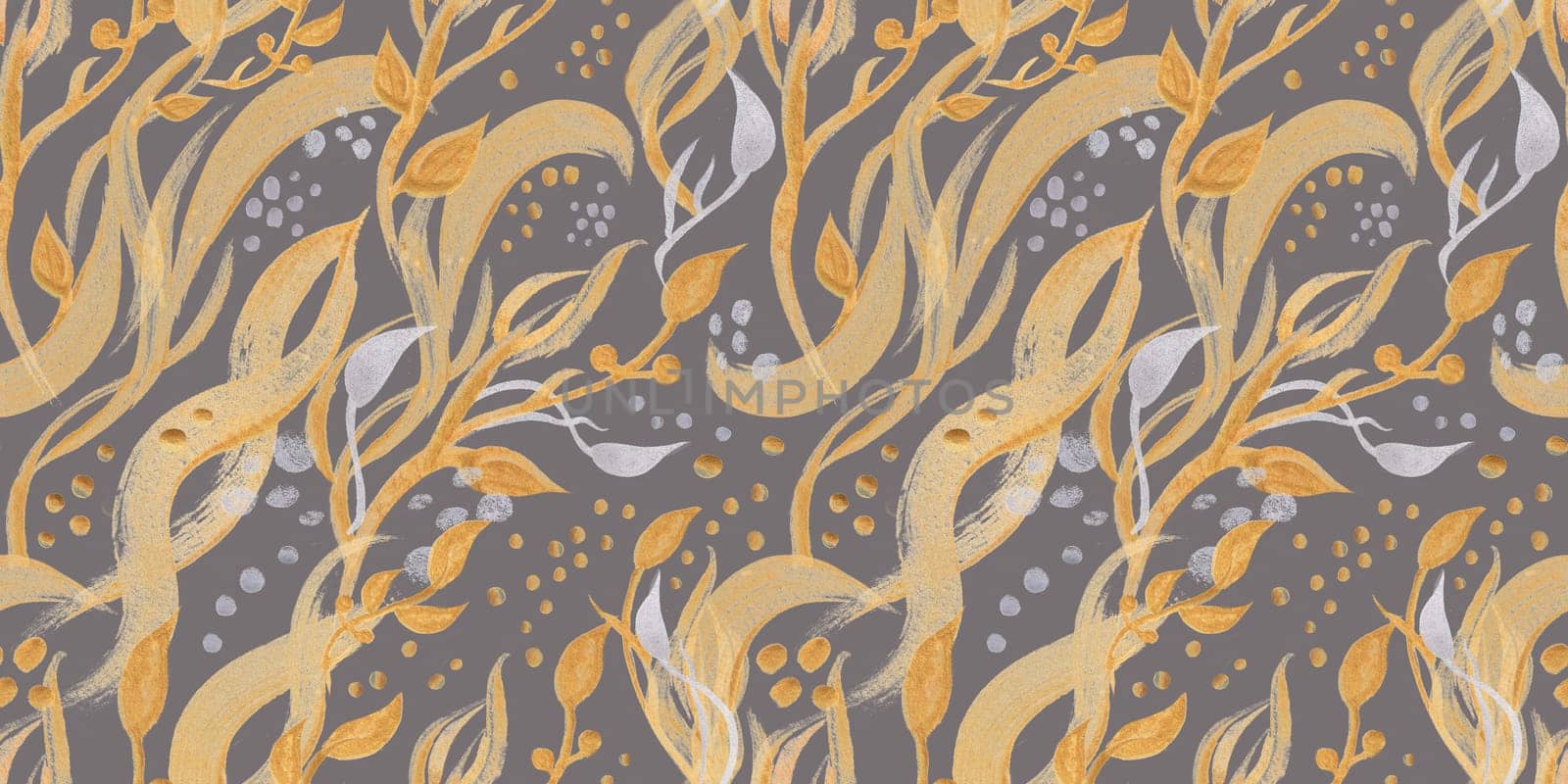 Seamless monochrome watercolor pattern with abstract wildflowers drawn in watercolor