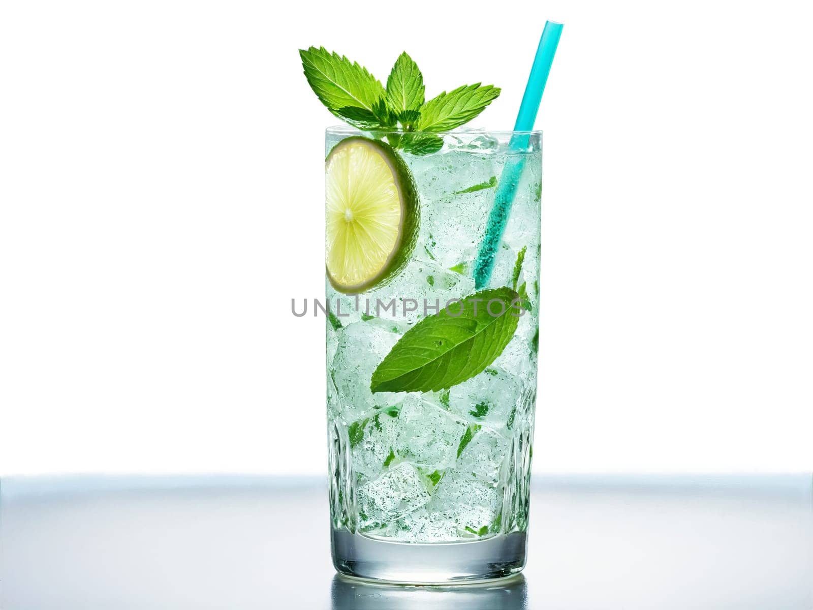 Mojito A refreshing mix of white rum lime juice and mint leaves in a tall. Drink isolated on transparent background.