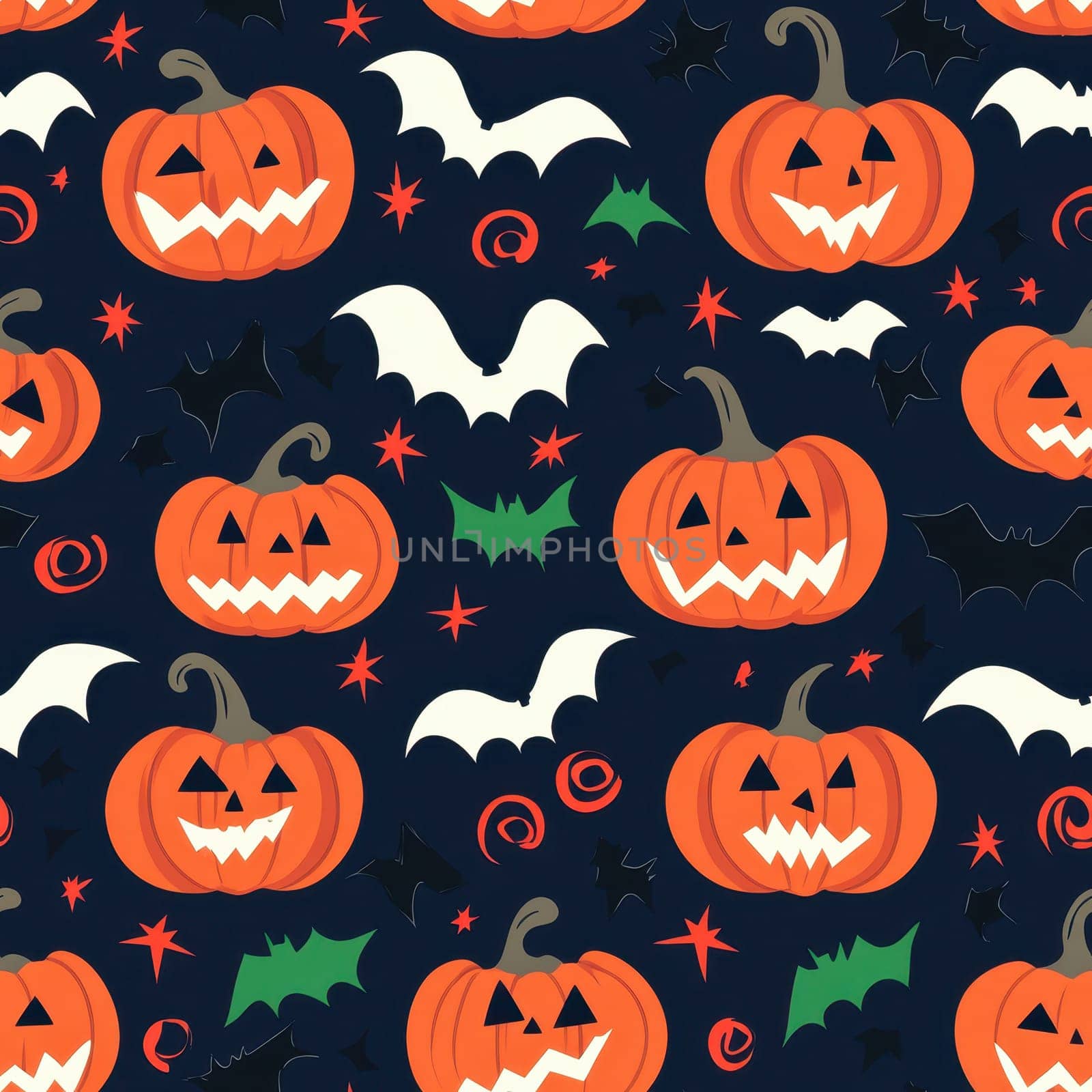 Halloween seamless pattern. pumpkin and black bat decoration..