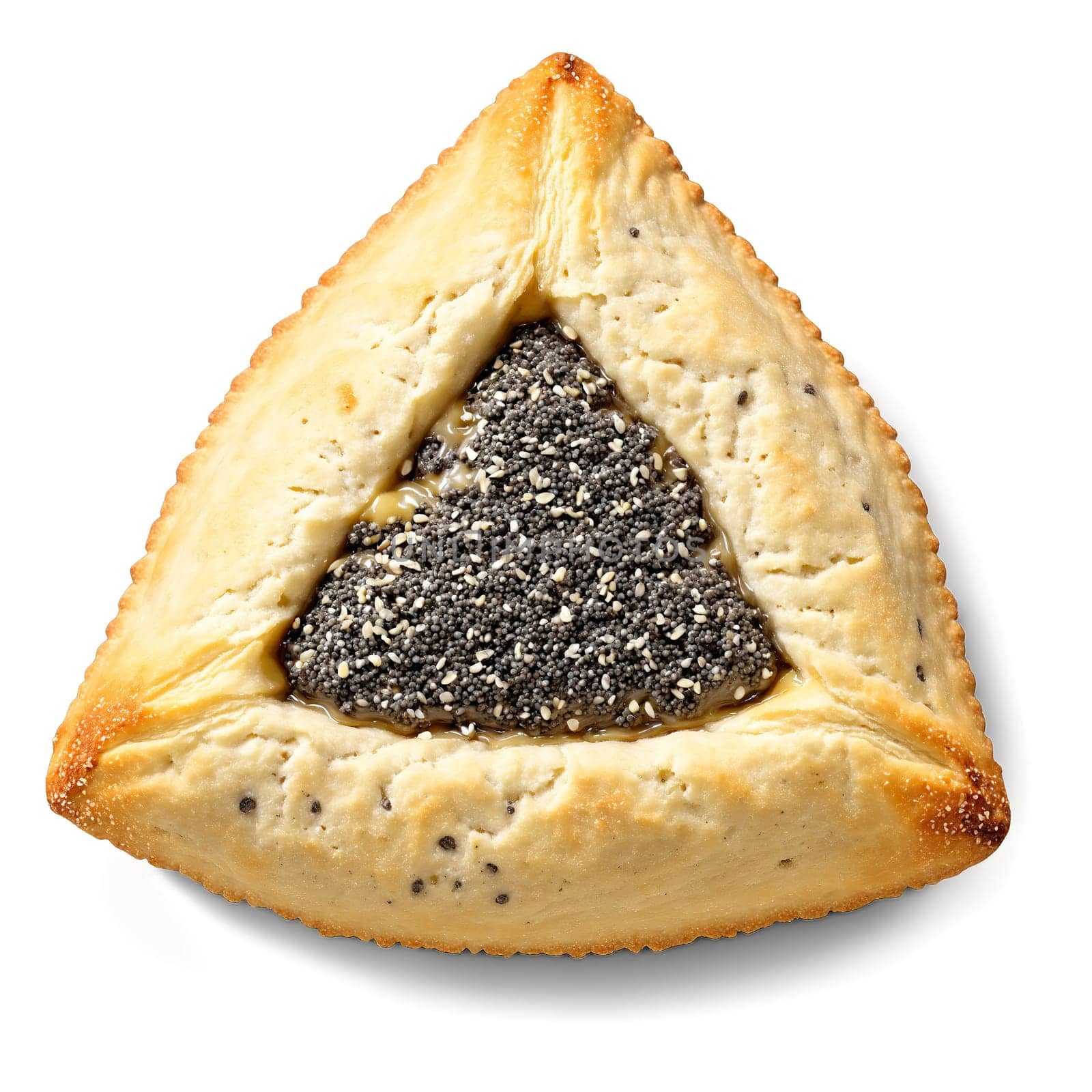 Hamantaschen with poppy seed filling in triangular shaped cookie Food and culinary concept. Food isolated on transparent background.