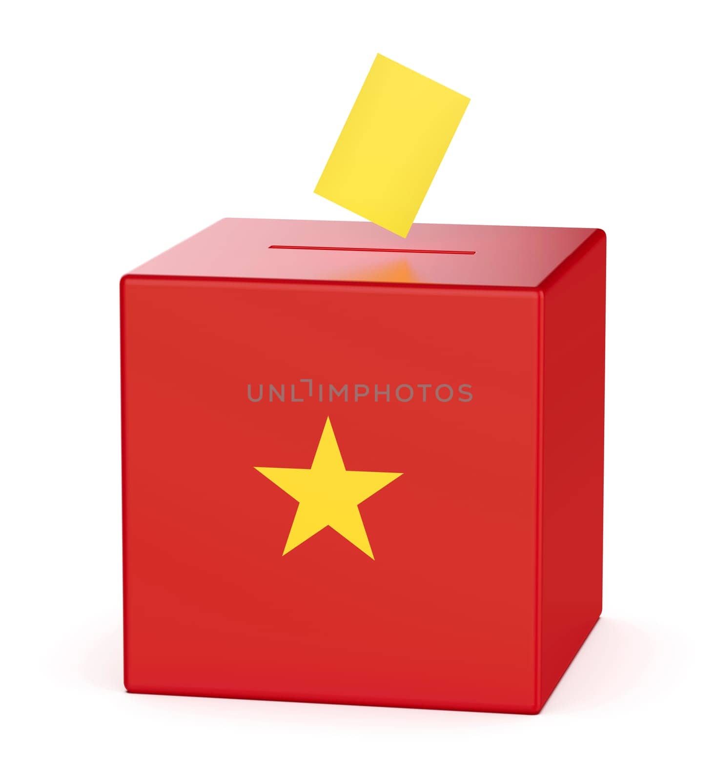 Ballot box with the flag of Vietnam