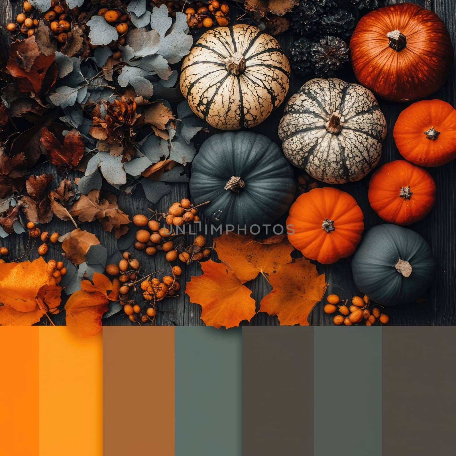 A branch adorned with colorful autumn leaves displays shades of orange, yellow, and red, capturing the essence of fall in a serene natural environment.