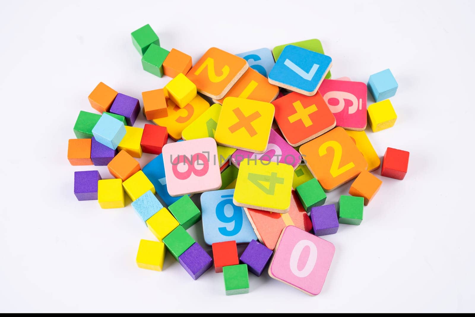 Math number colorful on white background, education study mathematics learning teach concept. by pamai