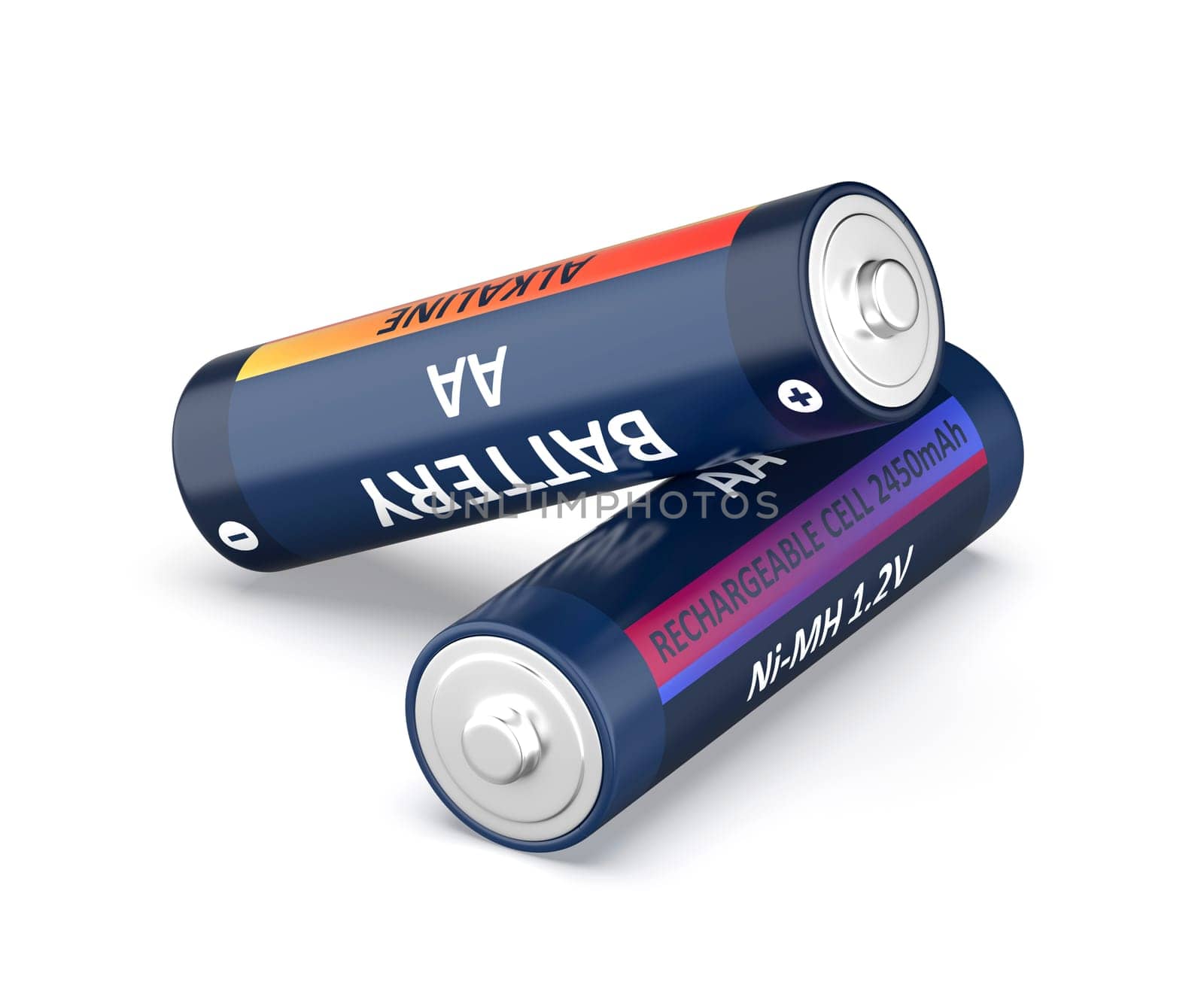 Alkaline and Ni-MH rechargeable AA size batteries by magraphics