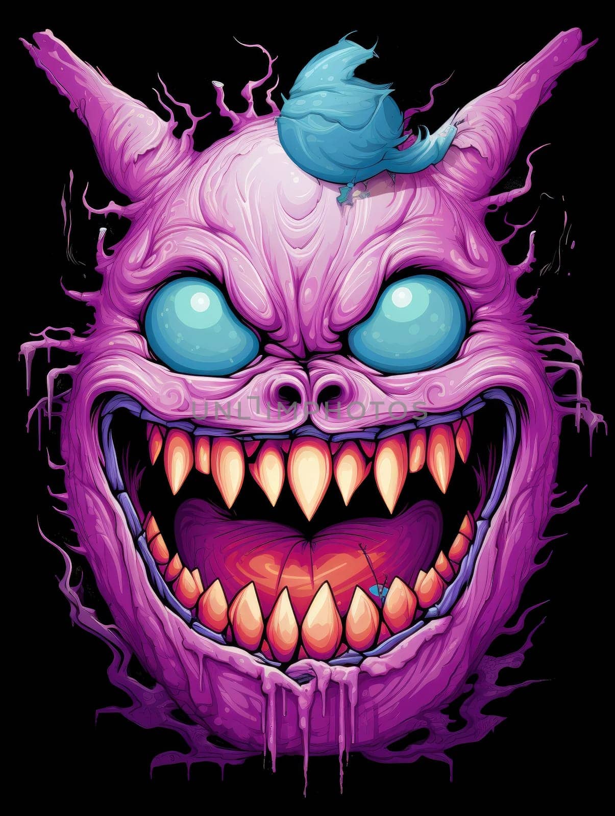 Cartoon monsters in pop art style. Template for t-shirt print, sticker, poster, etc.