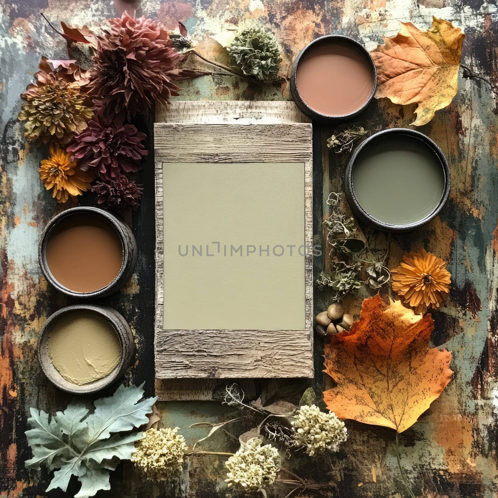 A branch adorned with colorful autumn leaves displays shades of orange, yellow, and red, capturing the essence of fall in a serene natural environment.