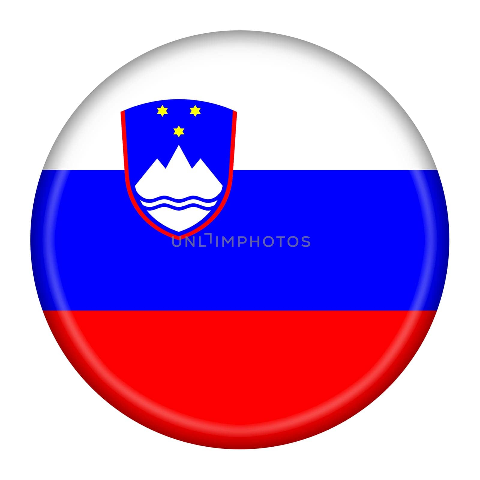 A Slovenia flag button 3d illustration with clipping path