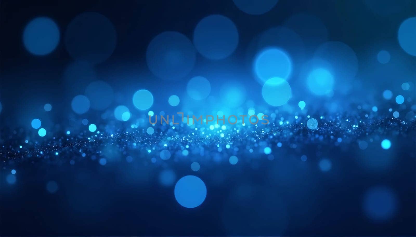Abstract bokeh background with blue light particles . High quality photo