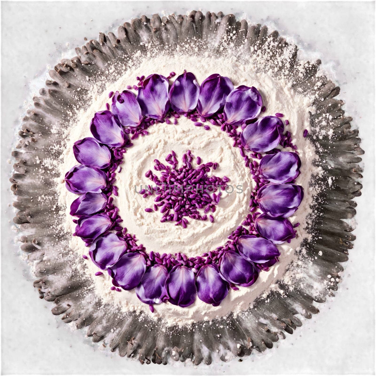 Hyacinth bean flour mandala a mandala of fine hyacinth bean flour medium hyacinth bean flour. Food isolated on transparent background.