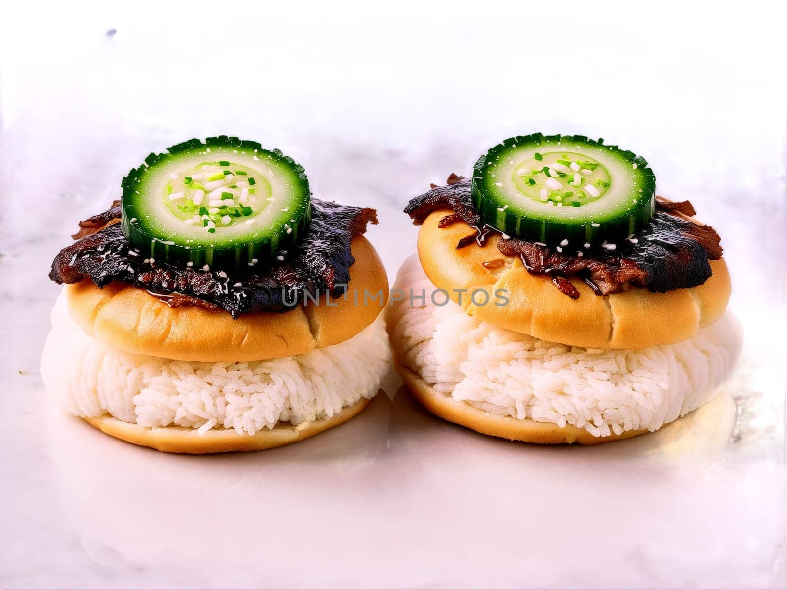 Bao Buns Fluffy steamed buns filled with savory fillings like braised pork belly hoisin sauce. Food isolated on transparent background.