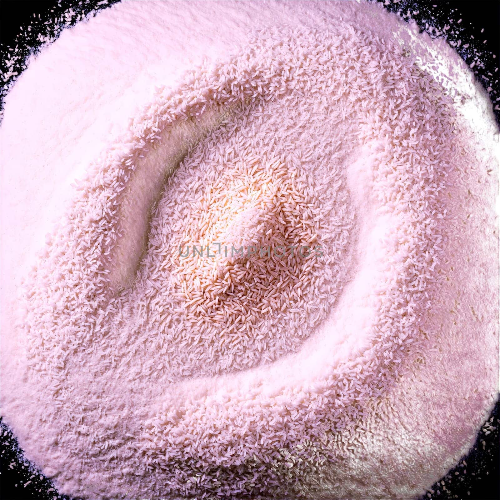 Rice flour mandala an arrangement of white rice flour brown rice flour and sweet rice. Food isolated on transparent background.