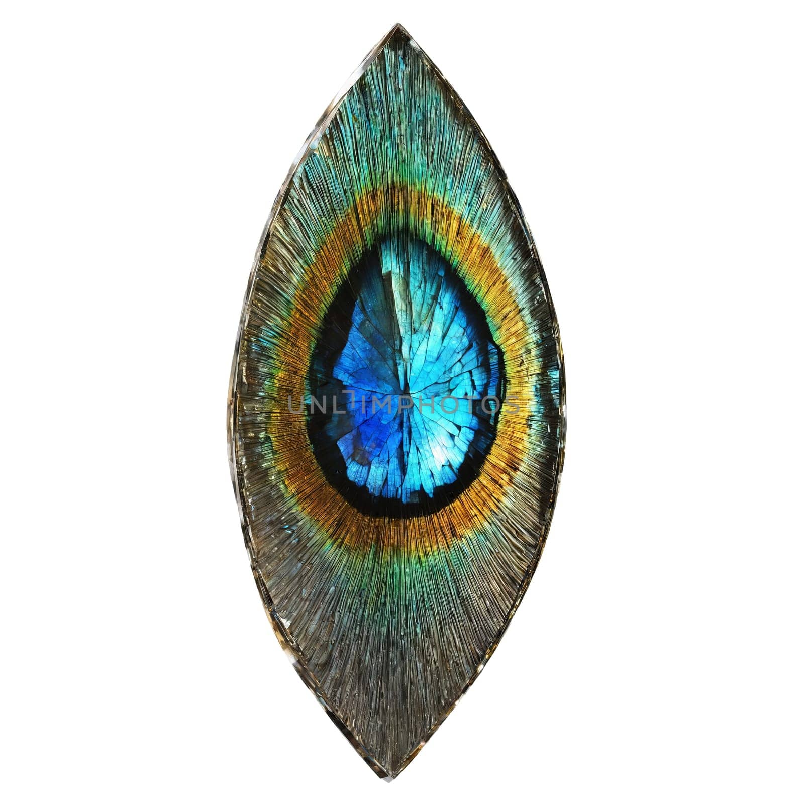 Stone isolated on transparent background. Labradorite A mystical labradorite with a spectral play of colors floating and gently rotating to.