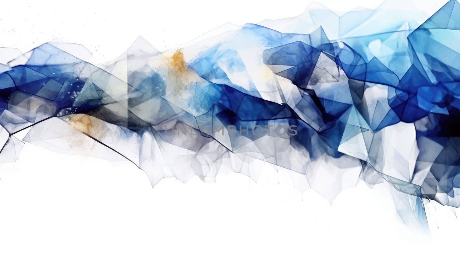 Abstract watercolor artwork mixed with buzzy geometric shapes for background of social media banner generative AI image