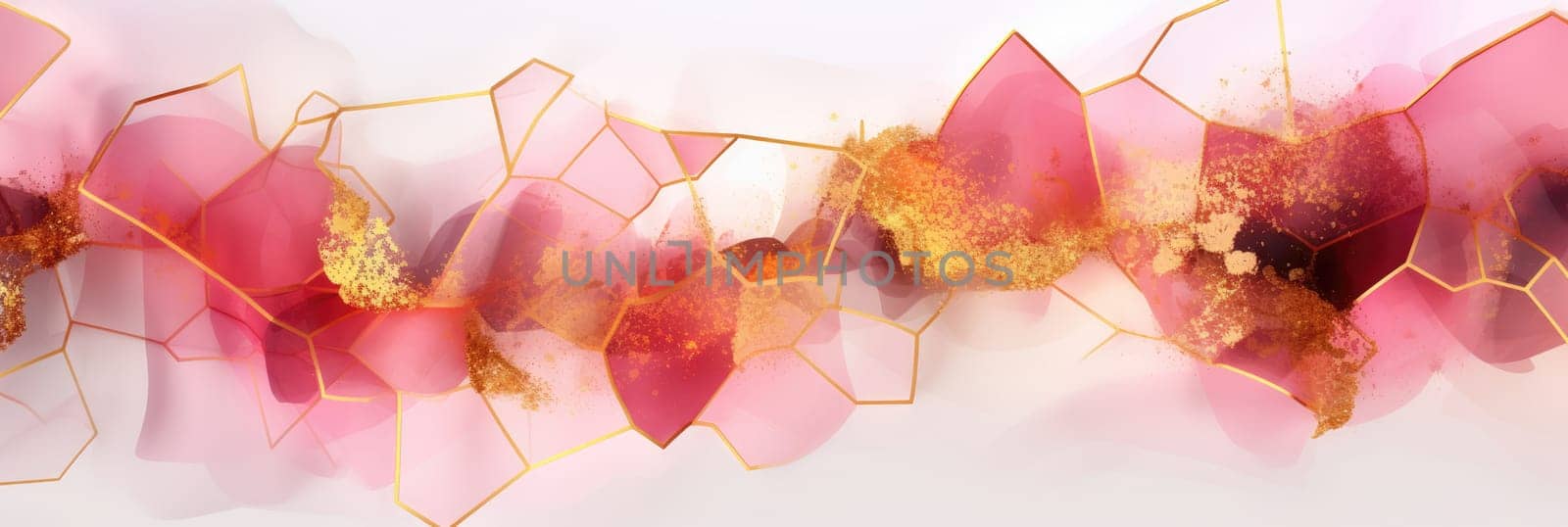 Abstract watercolor artwork mixed with buzzy geometric shapes for background of social media banner generative AI image