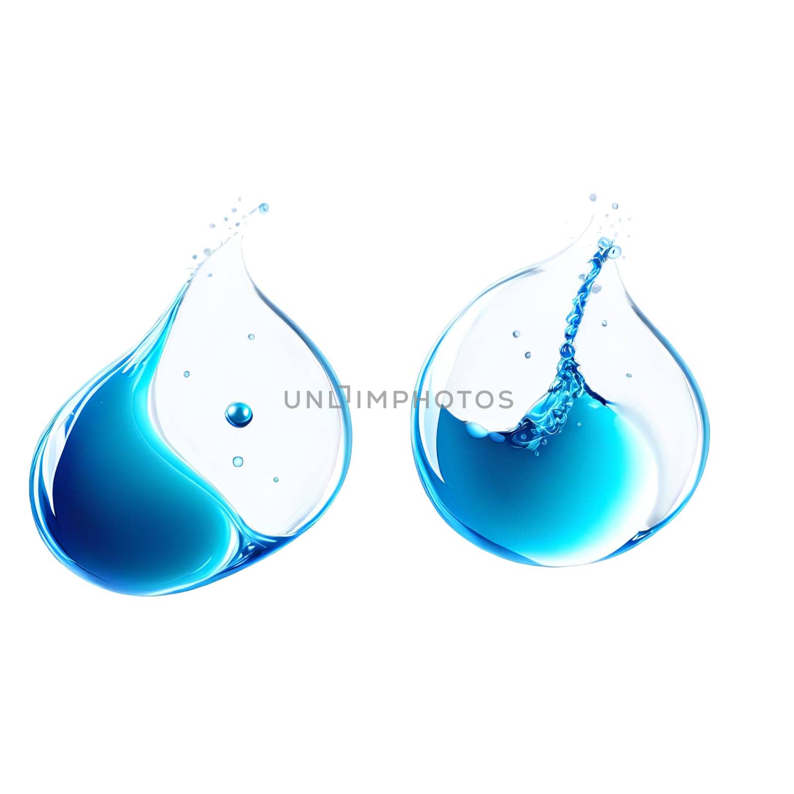 Vibrant drop water paint strokes merge in a dance of colors on a transparent canvas.