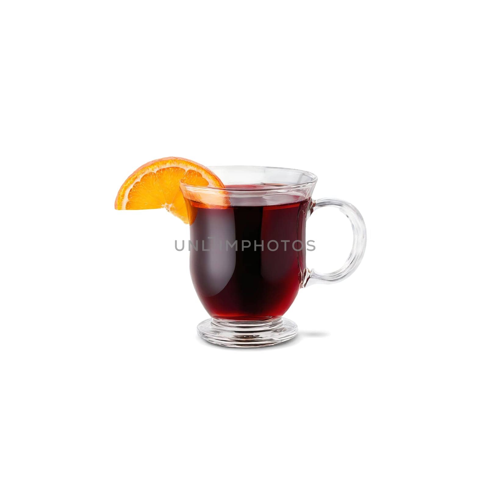 Mulled wine mug heat proof glass with a handle one empty and one filled with. Food isolated on transparent background.