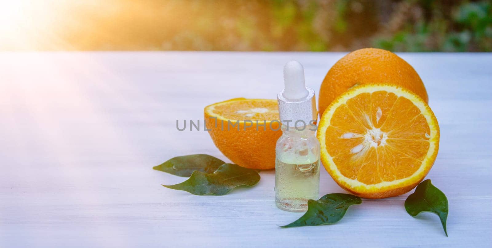orange essential oil. selective focus