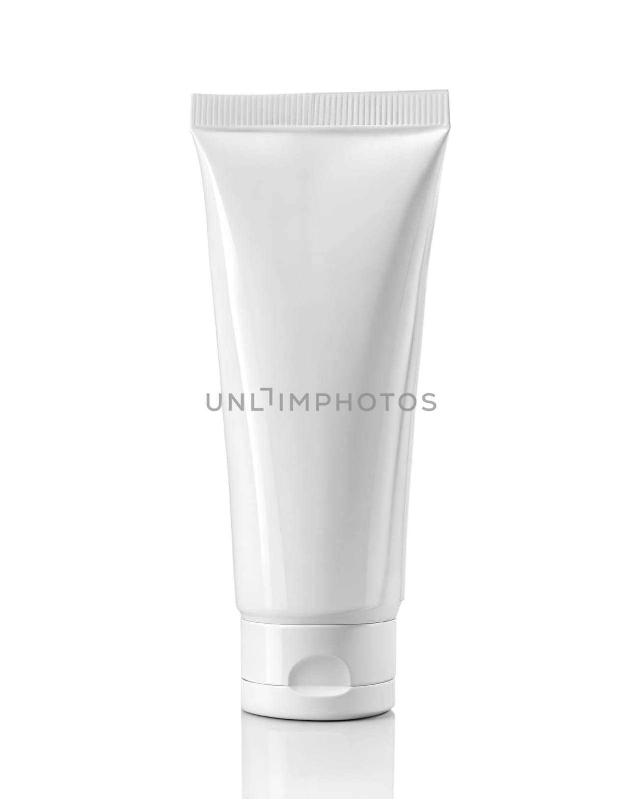 Blank plastic tube of cosmetic products on white background. Mockup for design. High quality photo