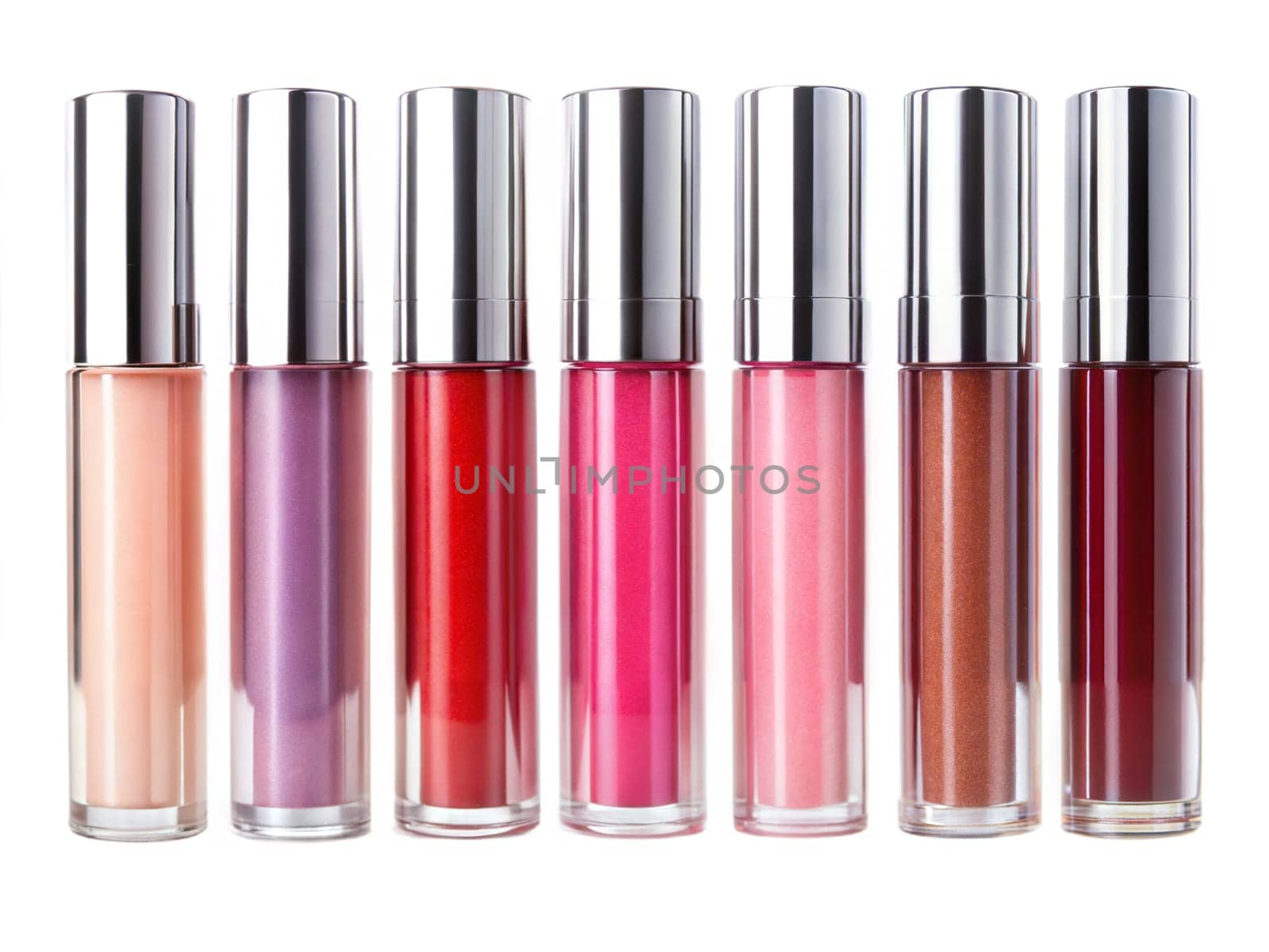 Colored plastic bottles with liquid soap, shampoo or shower gel isolated on white background. Ai generated image