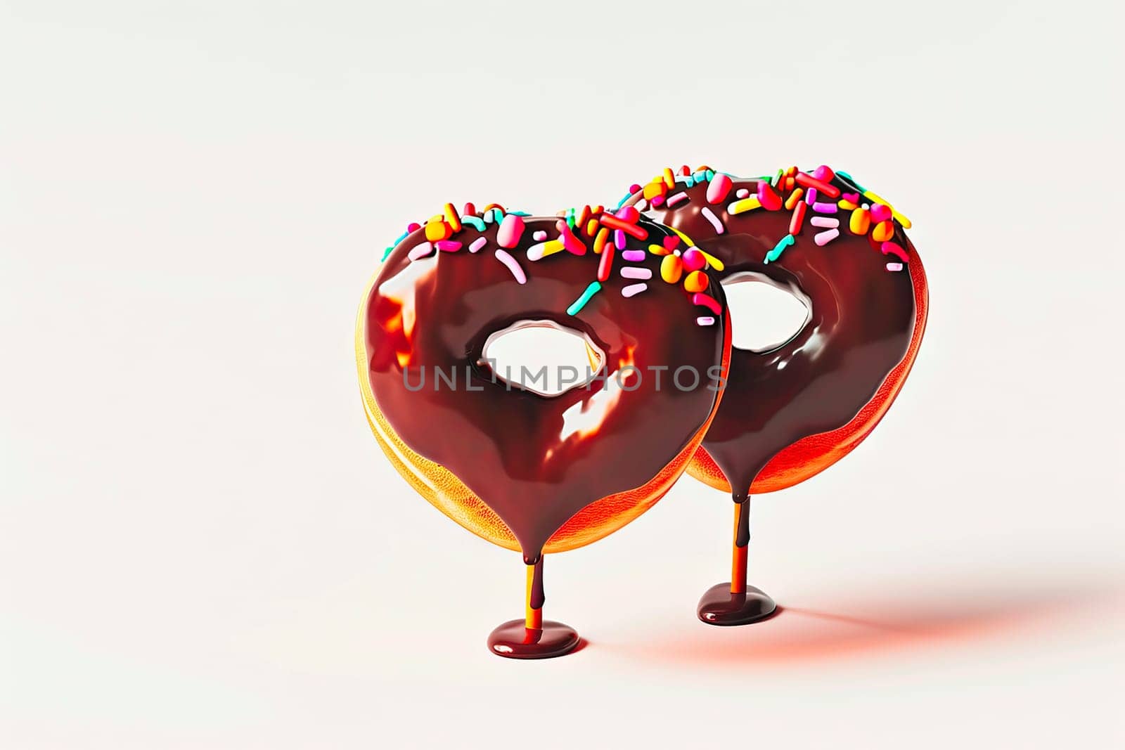 Delicious heart-shaped donuts coated in chocolate and sprinkled with colorful toppings, perfect for Valentine's Day or festive gatherings.