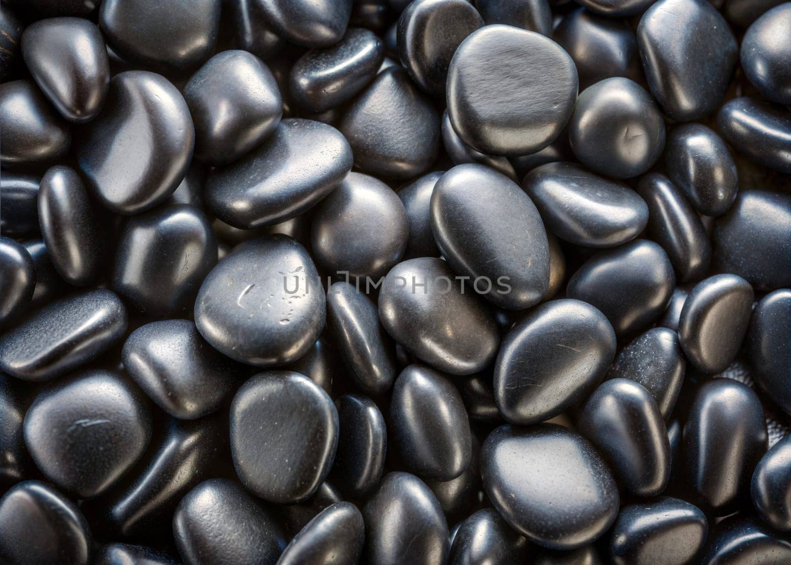 Black stones background. Black pebbles. Sea rocks. Ai generated image