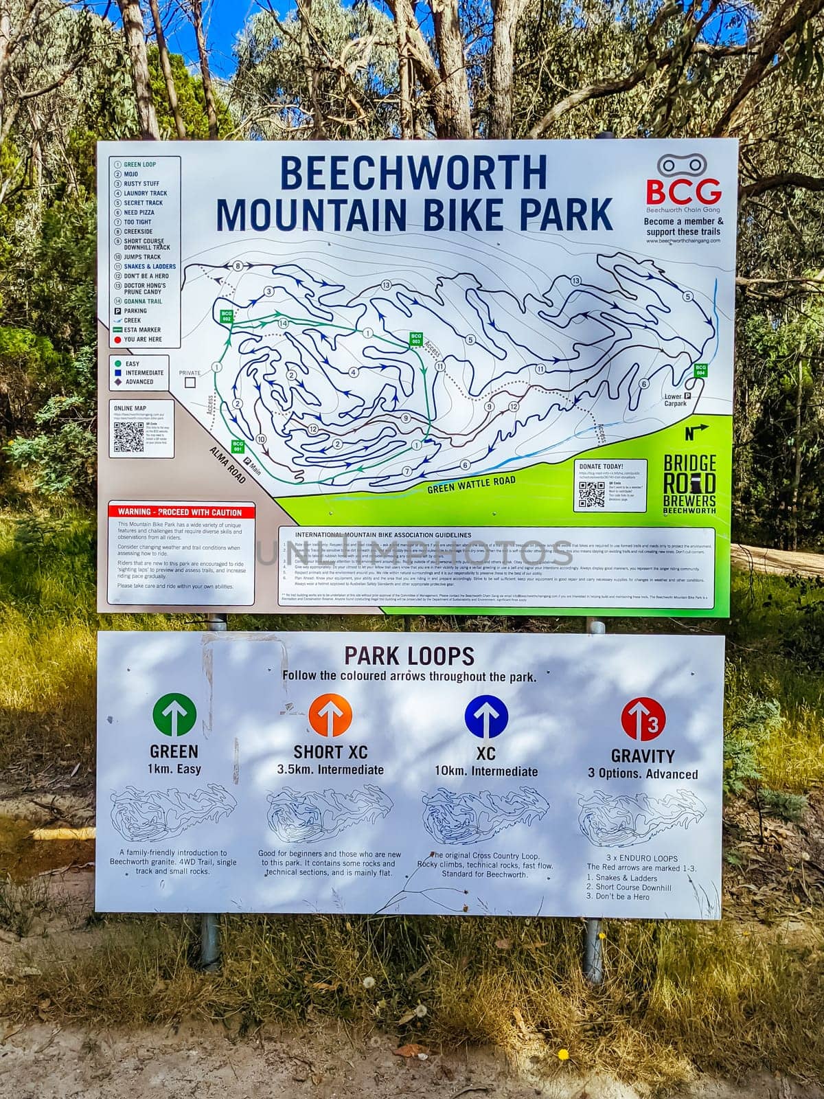 Beechworth mountain bike trails in Indigo Shire in Victoria, Australia