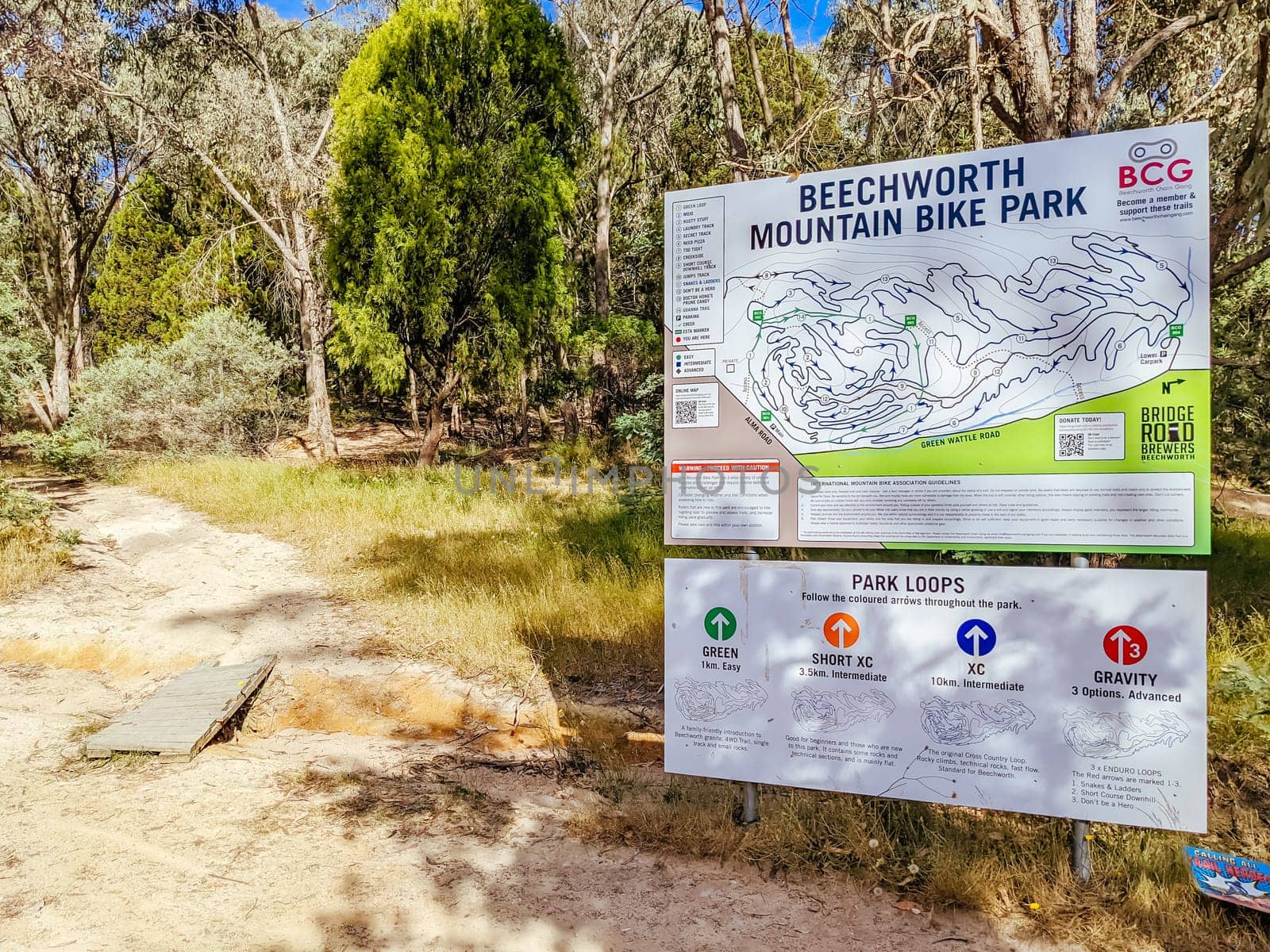 Beechworth mountain bike trails in Indigo Shire in Victoria, Australia