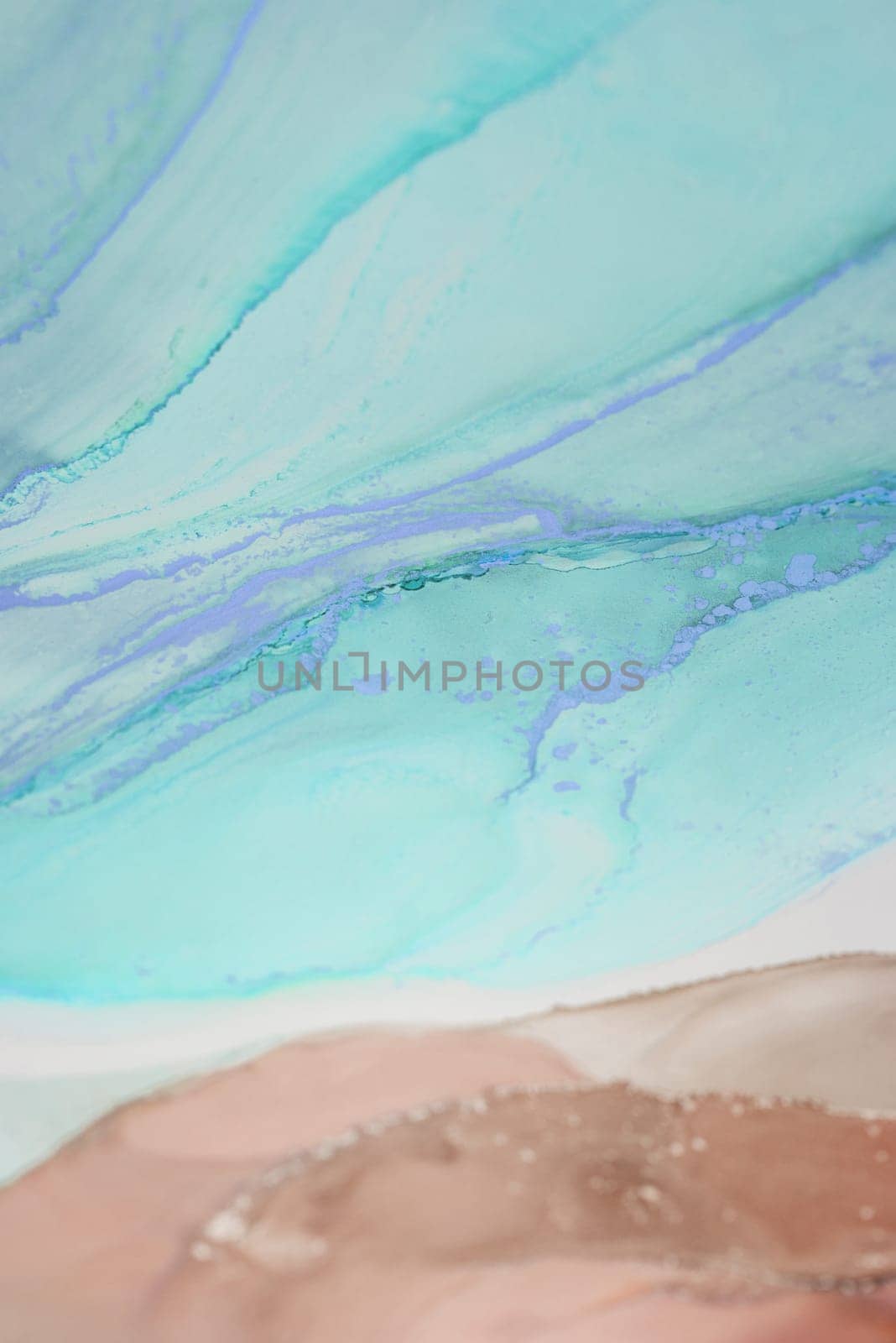 Vibrant swirls of turquoise and pastel peach blend seamlessly, revealing organic patterns that evoke a sense of calm and creativity, perfect for modern decor.