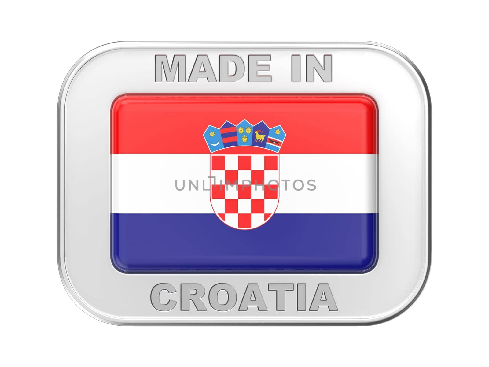 Made in Croatia, silver badge with the national flag of Croatia