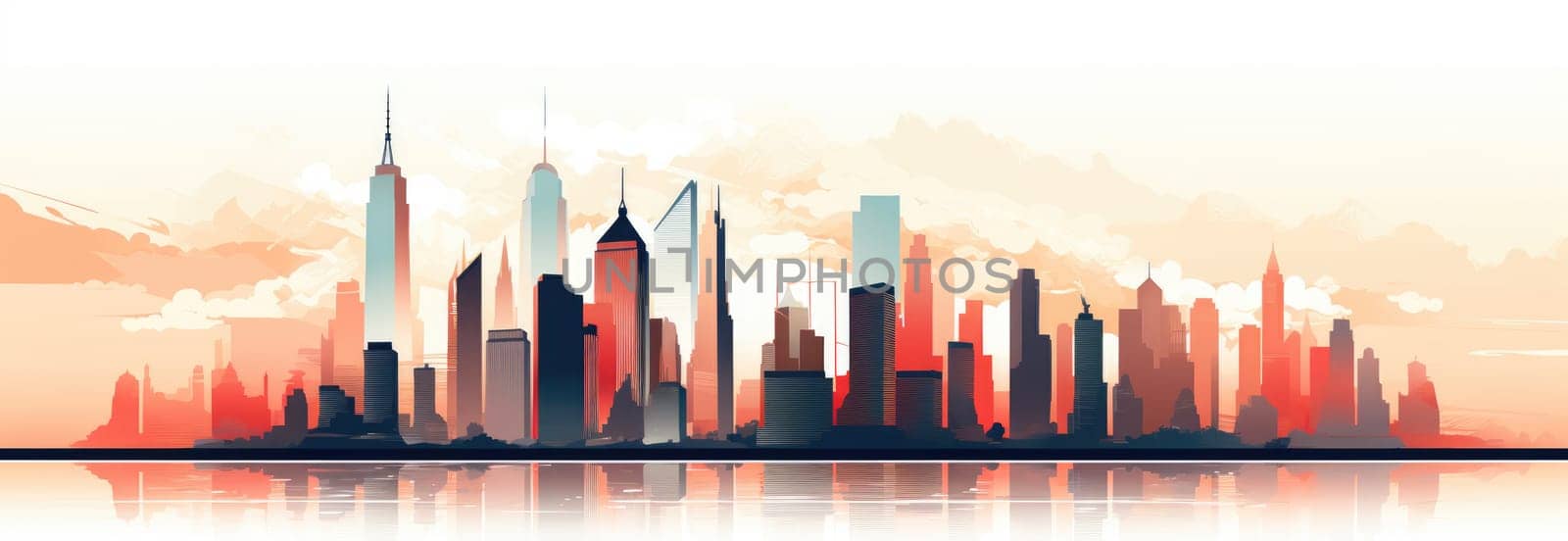 Abstract New York. Image of a metropolis with skyscrapers in vector pop art style. Template for sticker, poster, t-shirt print, etc.