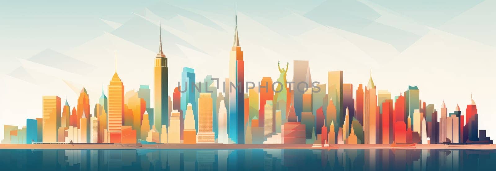 Abstract New York. Image of a metropolis with skyscrapers in vector pop art style. Template for sticker, poster, t-shirt print, etc.