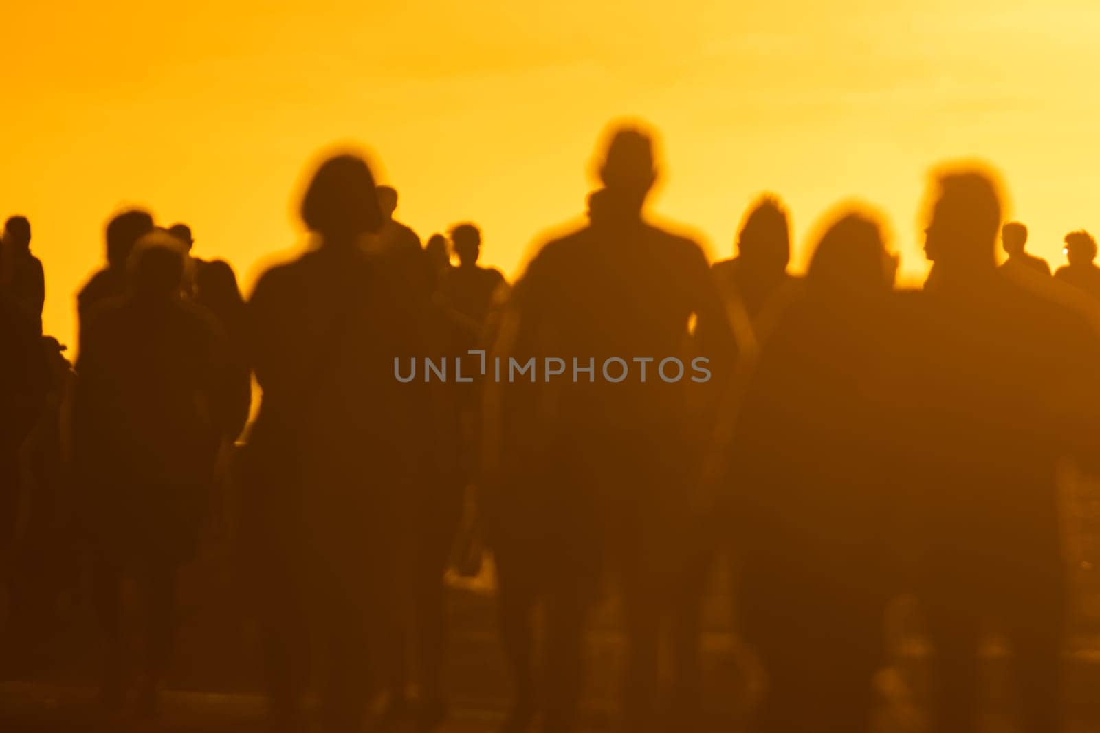 Silhouettes of young people walking at sunset by Studia72