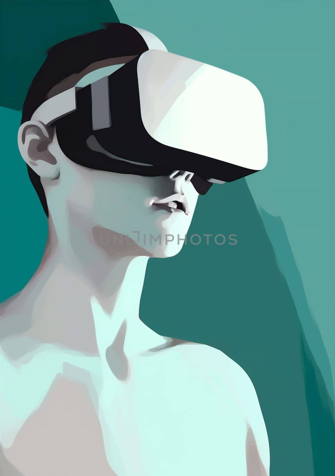vr man technology digital headset cyber glasses goggles gadget smart futuristic. Generative AI. by Vichizh