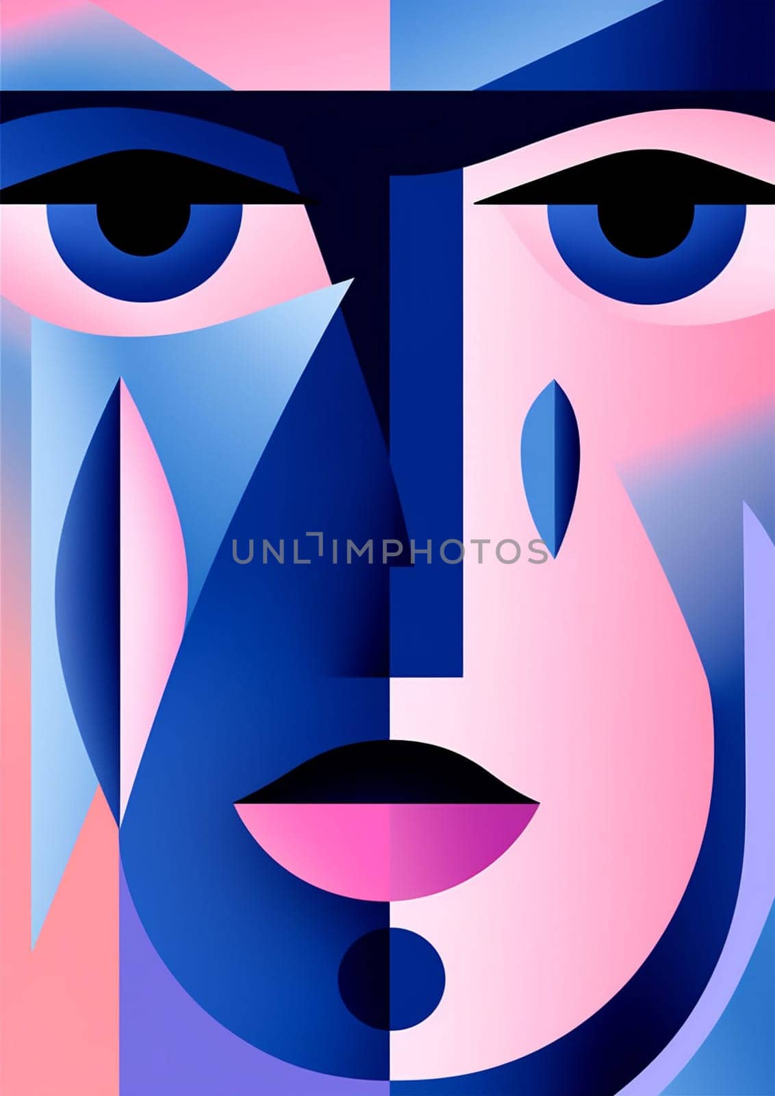 modern woman style poster graphic cubism cubist portrait fashion face abstract. Generative AI. by Vichizh