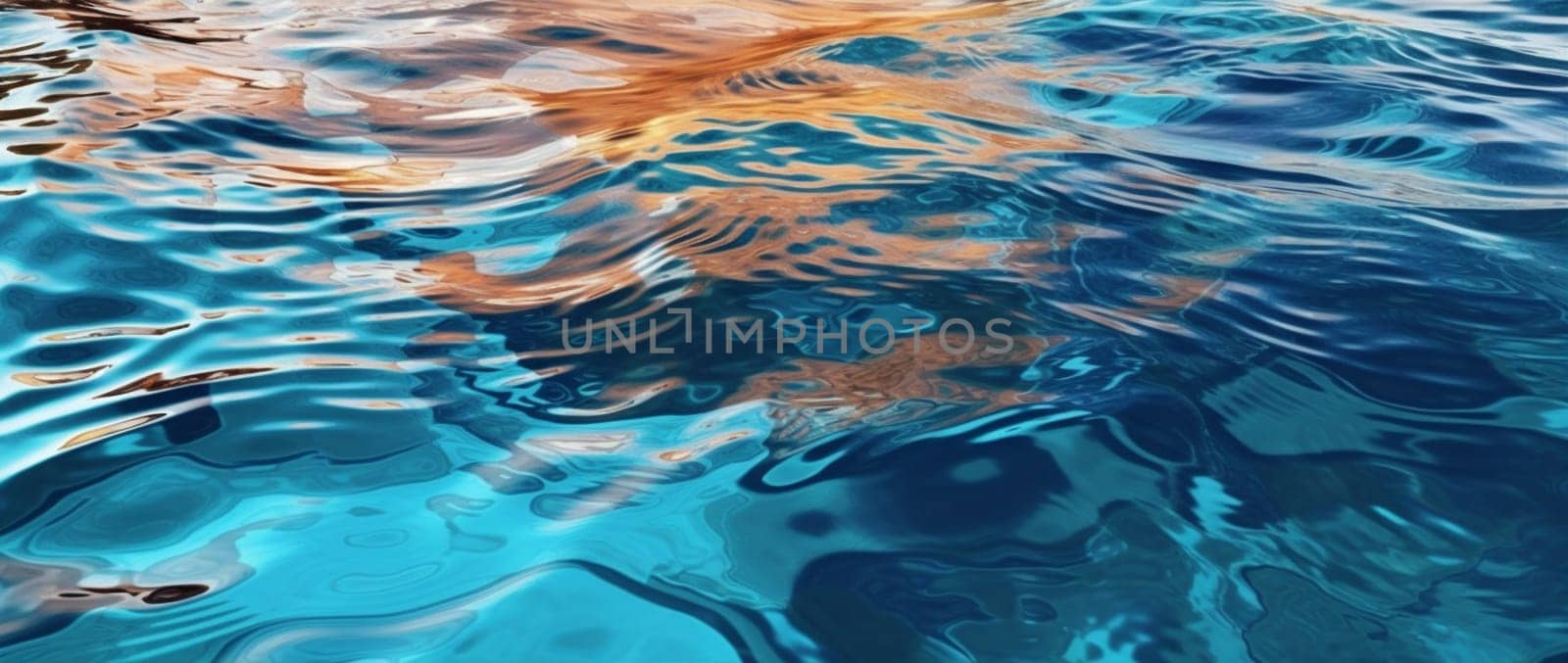 ripple water surface abstract blue texture wave banner background sea summer. Generative AI. by Vichizh