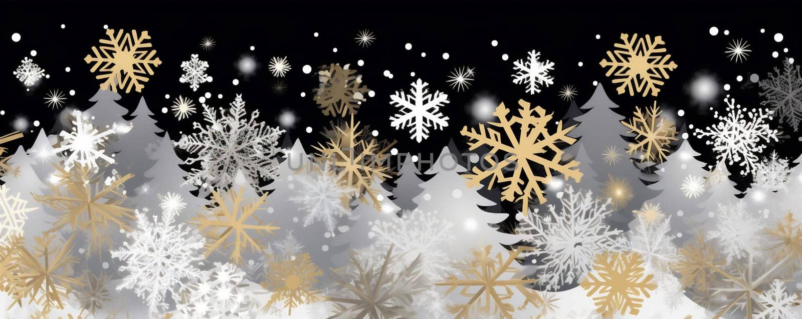 holiday winter white decoration snowflake christmas abstract season background snow gold. Generative AI. by Vichizh