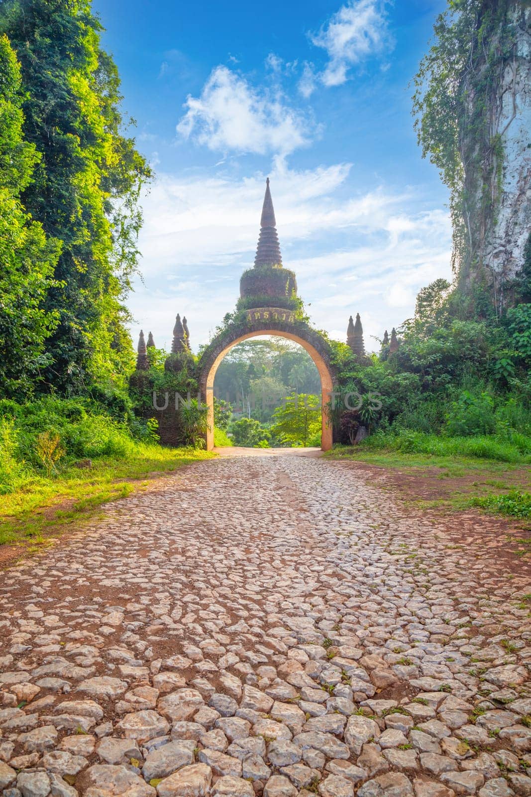 Landscape of beautiful sunrise at Khao Na Nai Luang Dharma Park at Surat Thani at Thailand by Gamjai