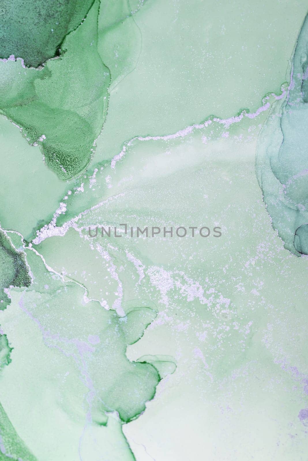 Soft green and turquoise hues blend together in an abstract design, showcasing fluid movements and gentle textures for a calming aesthetic perfect for interior decor.