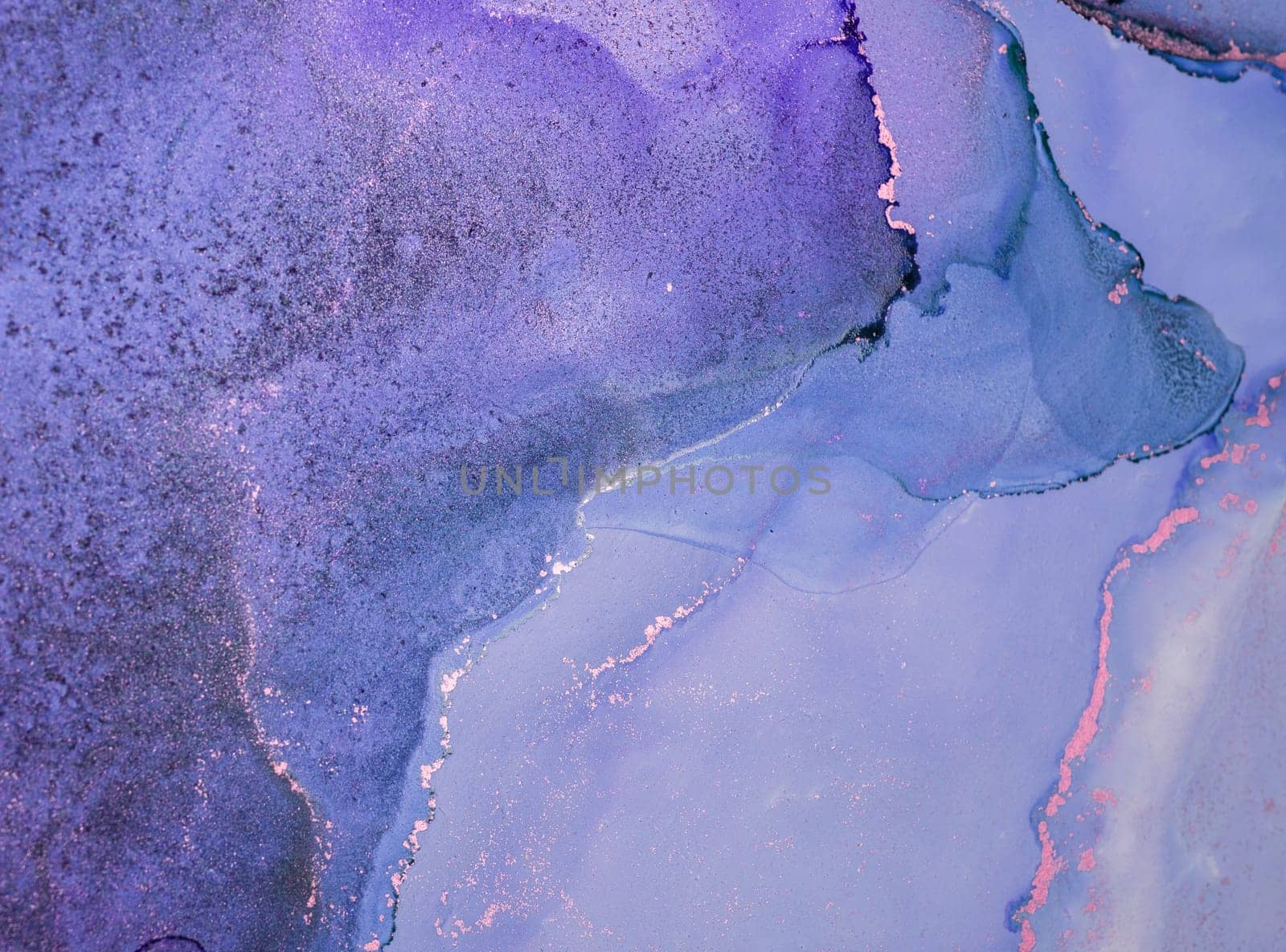 Rich shades of blue and purple blend seamlessly, forming abstract patterns that evoke a sense of tranquility and artistic expression, showcasing fluid art techniques.