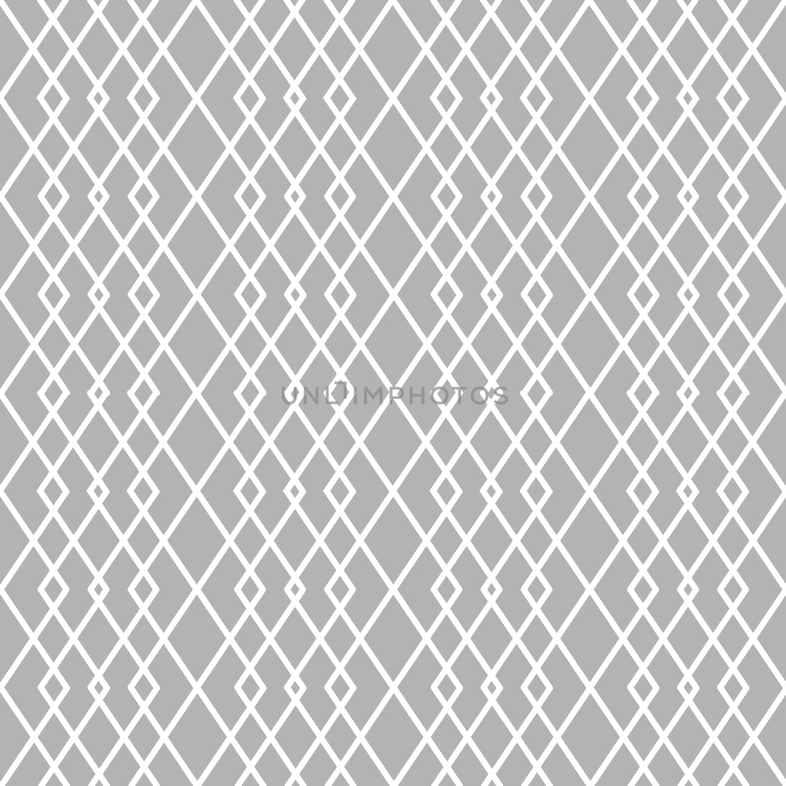 Minimalist style seamless pattern background with white lines forming geometric rhombus ornament on gray backdrop
