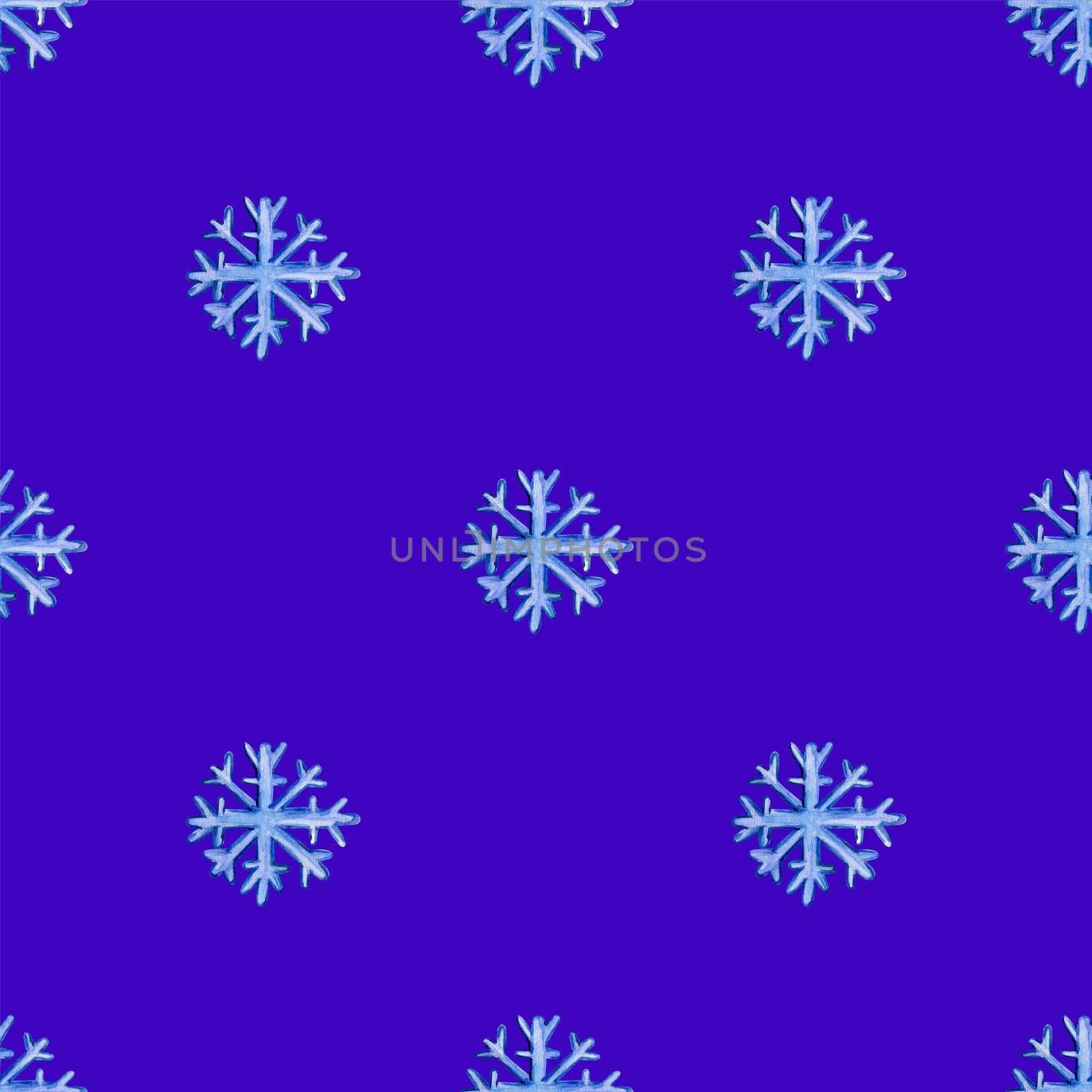 seamless Christmas pattern with snowflakes on a blue background