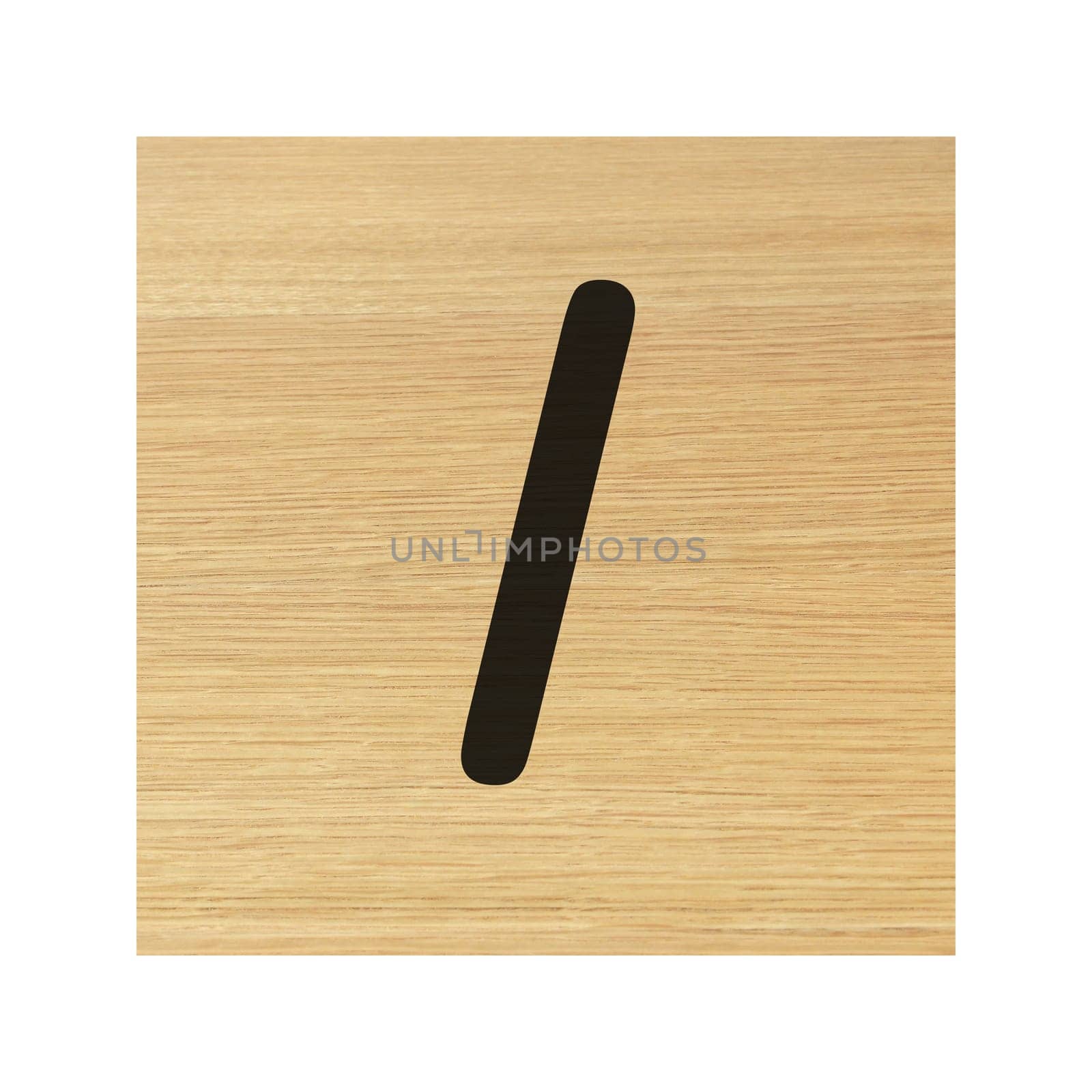 A forward slash sign wood block and on white with clipping path