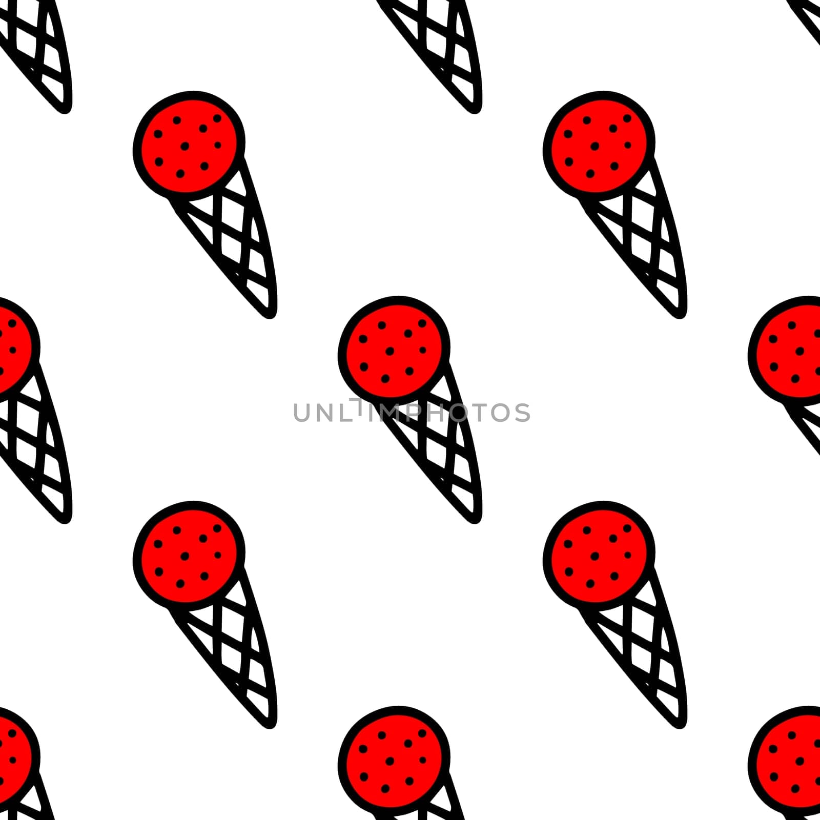 Seamless pattern with various ice cream in the cone. ice cream pattern