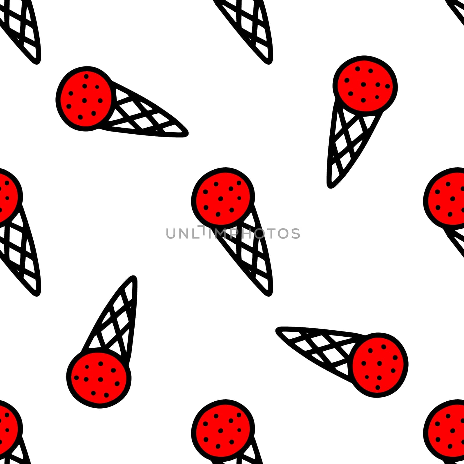 Seamless pattern with various ice cream in the cone. ice cream pattern