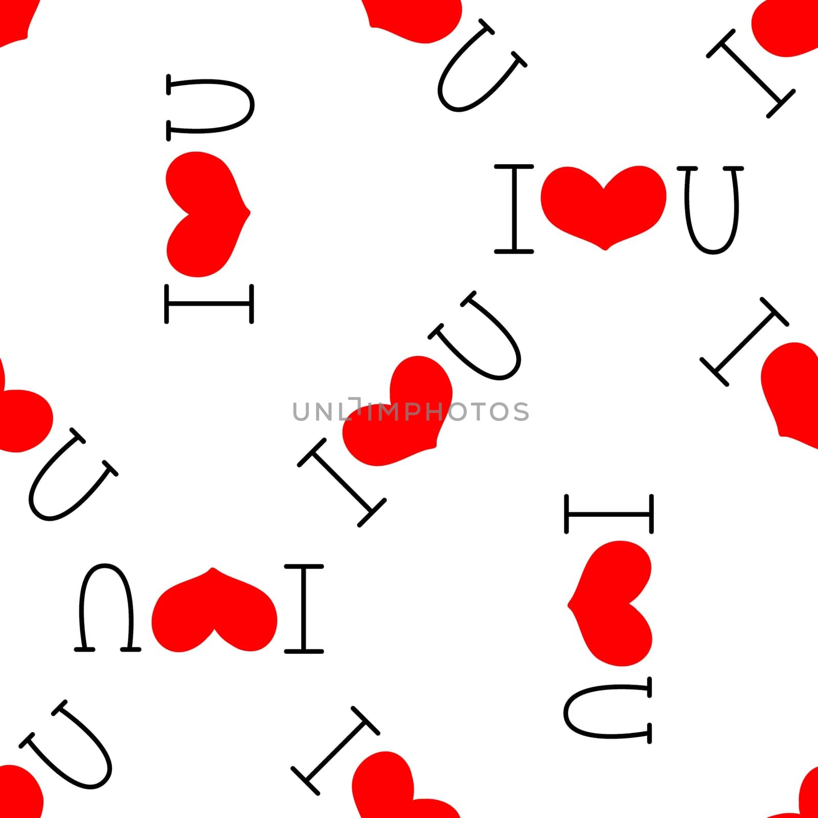I love you seamless background illustration. Design for Valentines Day, Greeting Cards
