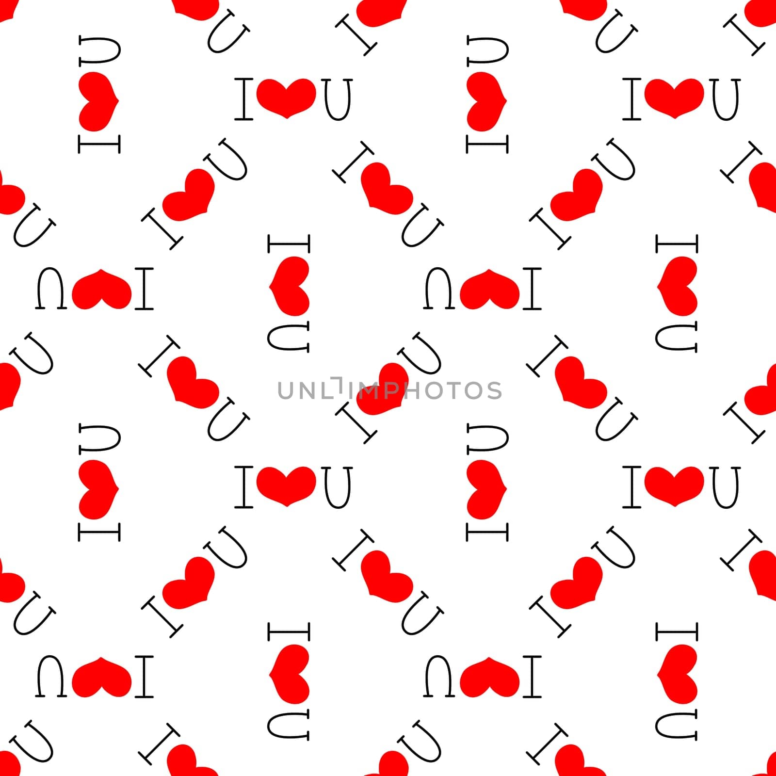 I love you seamless background illustration. Design for Valentines Day, Greeting Cards