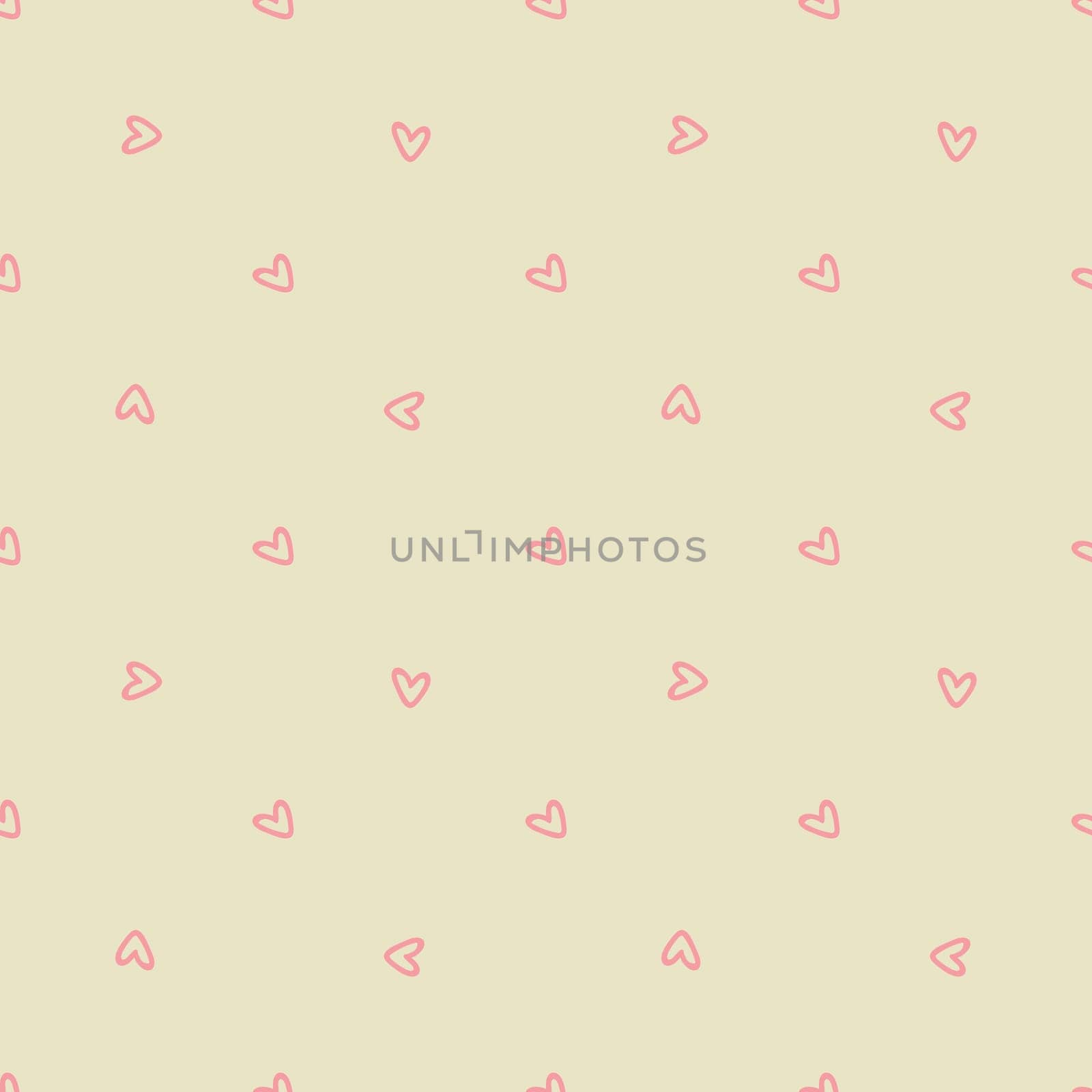 Seamless pattern with pink hearts on a beige background