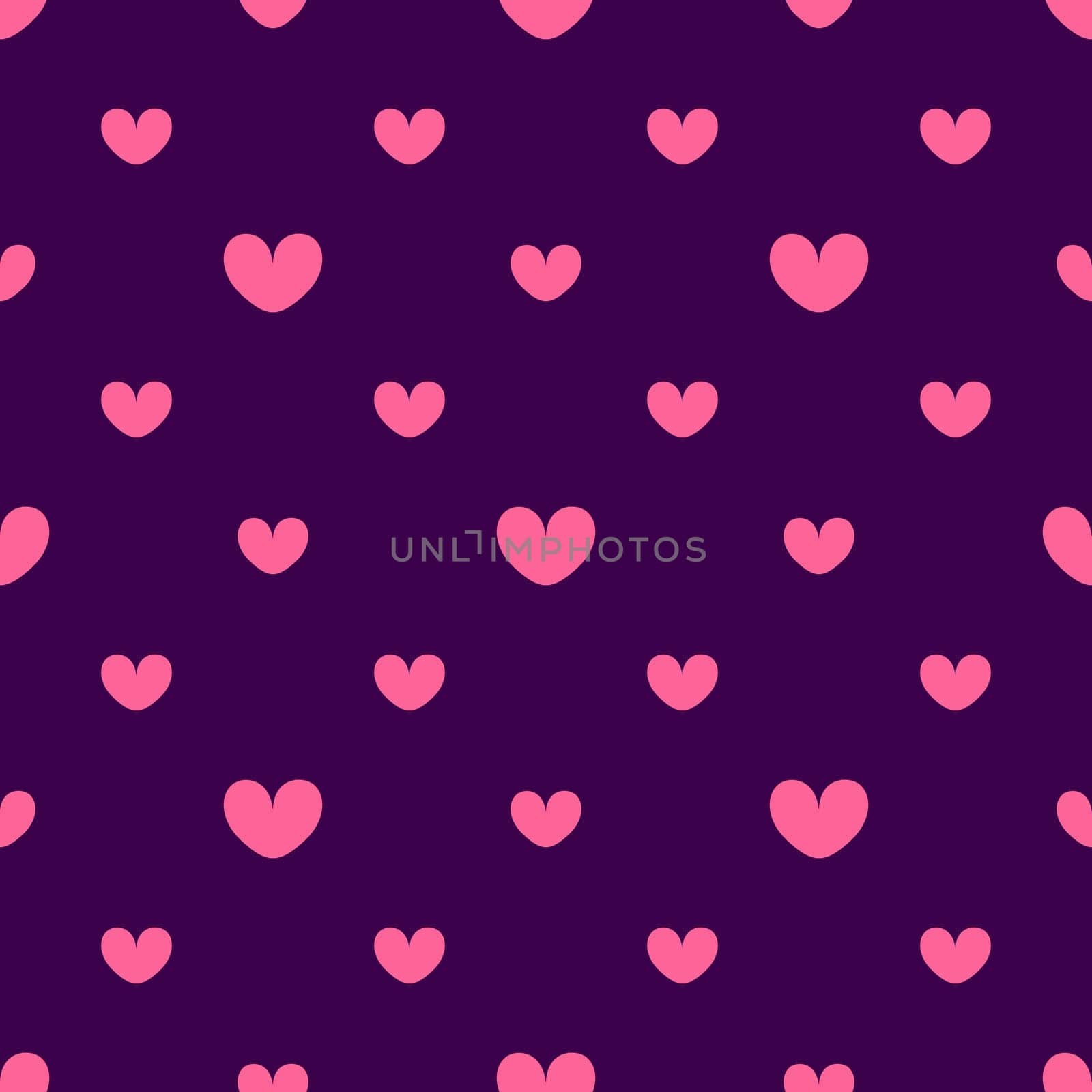 Pink hearts on a dark background. seamless pattern